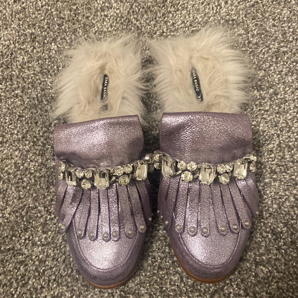 Zara furry mules